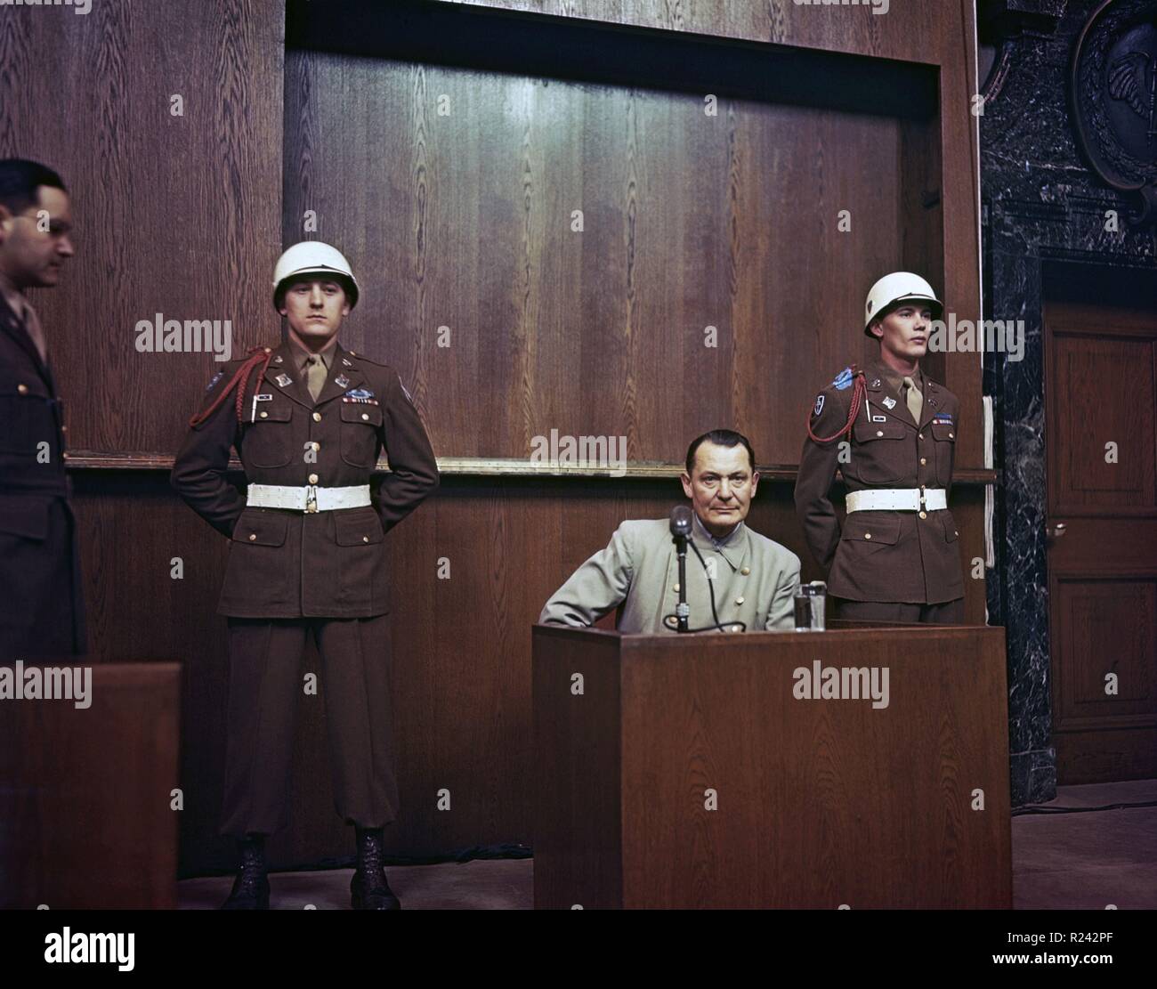 Hermann Wilhelm Goring ( 1893 - 15 ottobre 1946), uomo politico tedesco, del partito nazista (NSDAP), in prova a Norimberga i processi per crimini di guerra 1946 Foto Stock