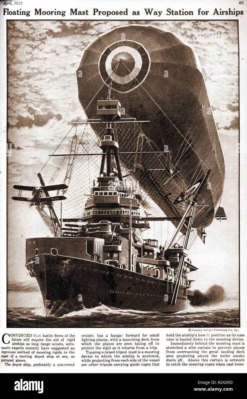 Flottante montante di ormeggio. Concetto di una docking station per i dirigibili 1937 Foto Stock