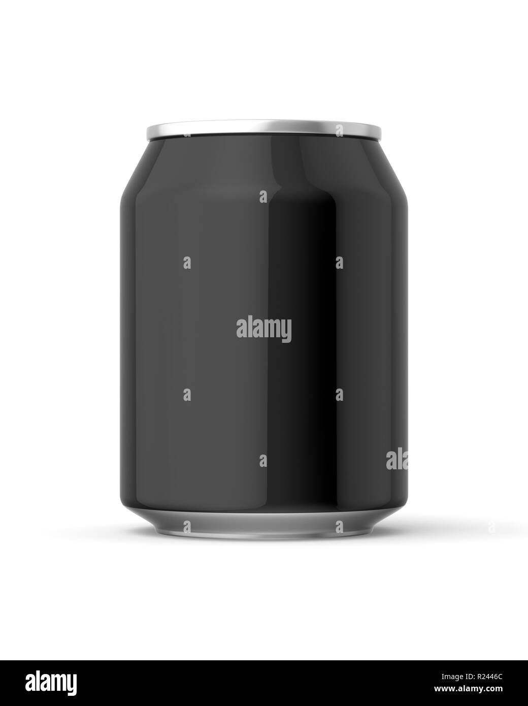 Rendering 3d nero lucido 250ml può su uno sfondo bianco. Foto Stock