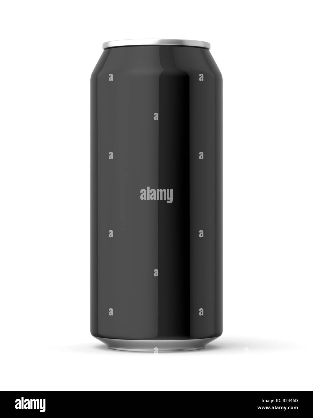 Rendering 3d nero lucido 440ml può su uno sfondo bianco. Foto Stock