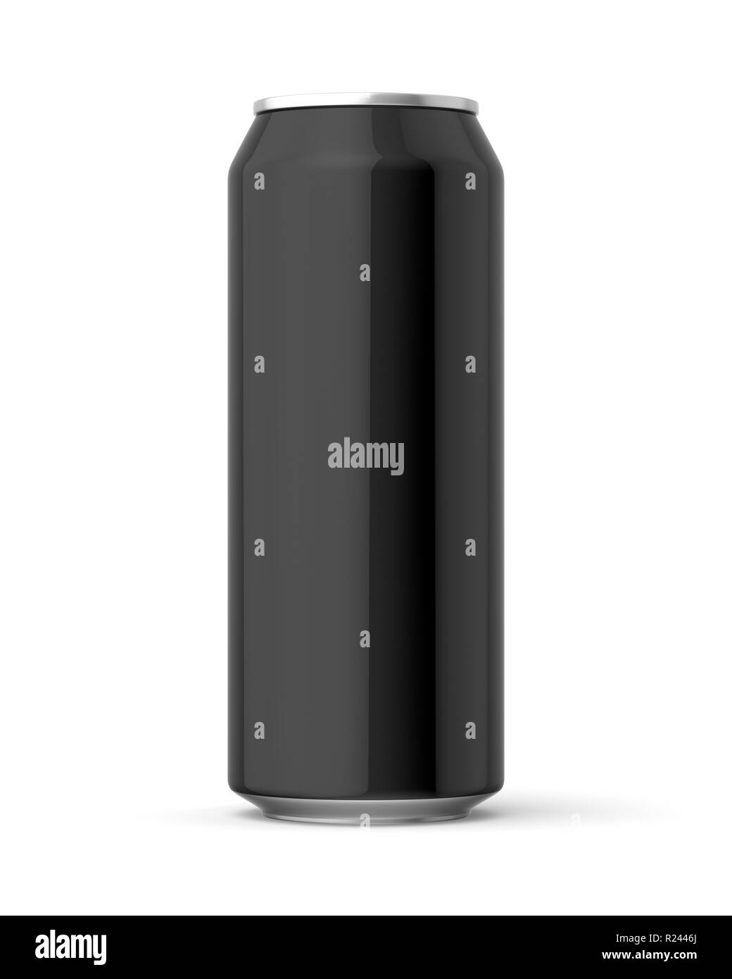 Rendering 3d nero lucido 500ml può su uno sfondo bianco. Foto Stock