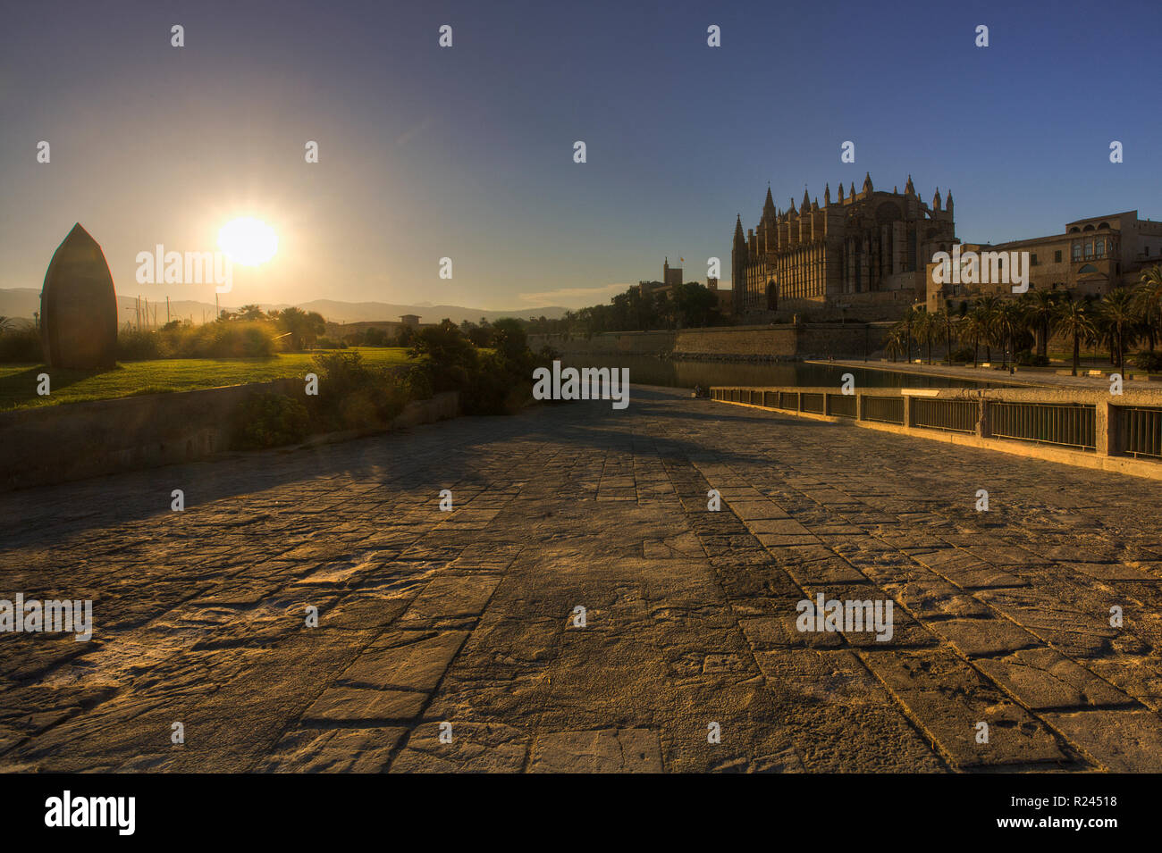 Tramonto al duomo, in Palma de Mallorca Foto Stock