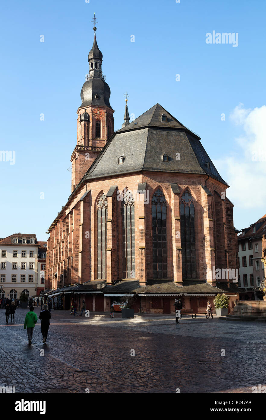 Torre della cattedrale di Heidelberg, Regione Metropolitana Rhine-Neckar Heidelberg, Germania Foto Stock