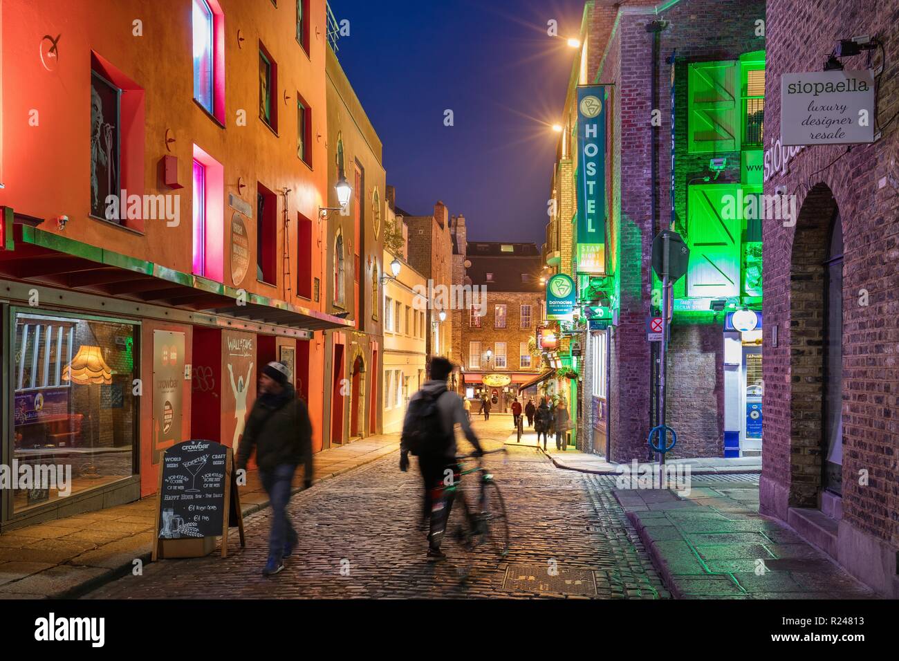 Temple Lane, Temple Bar di Dublino Repubblica di Irlanda, Europa Foto Stock