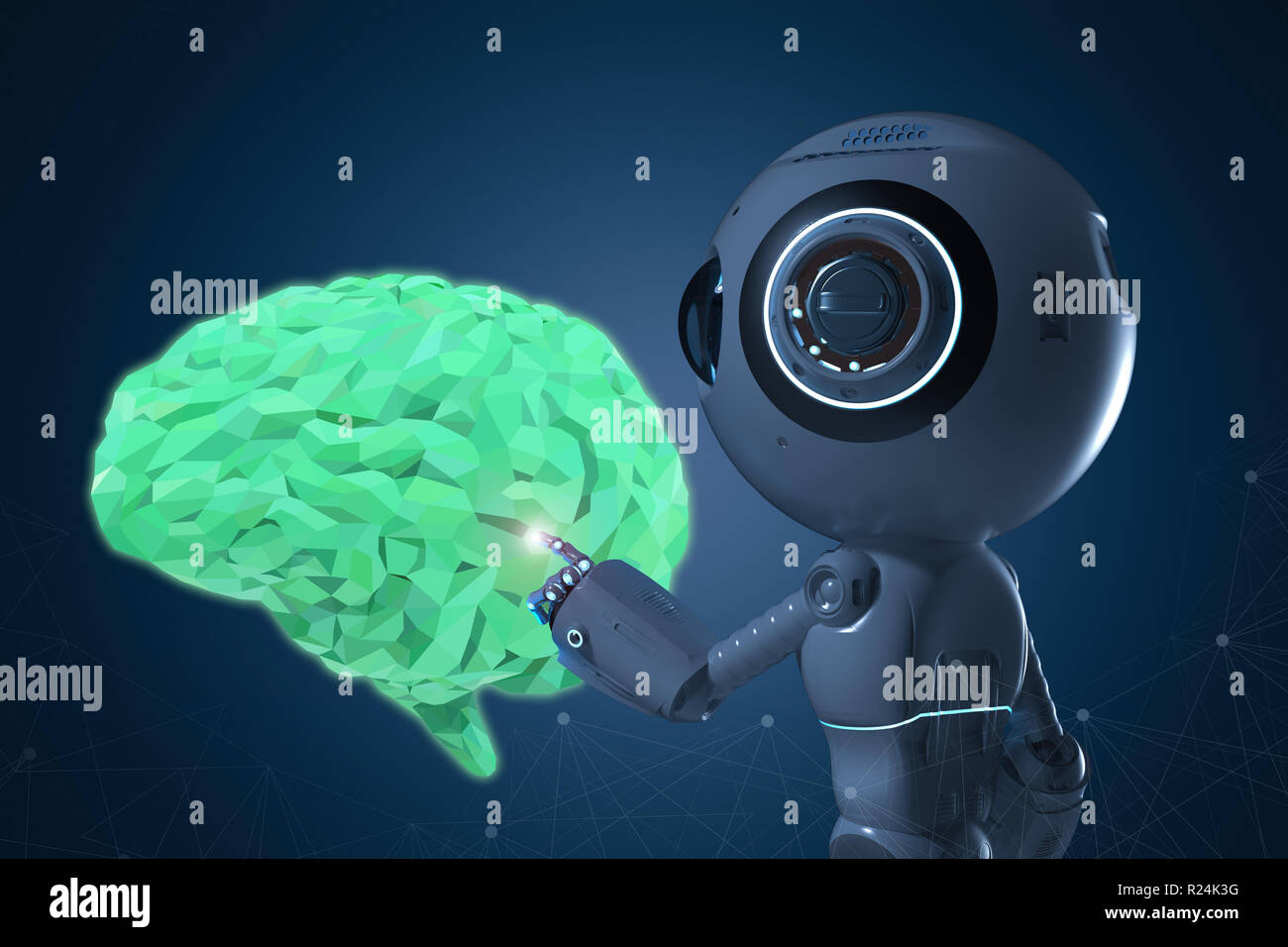 3D rendering robot con ia tecnologia del cervello Foto Stock