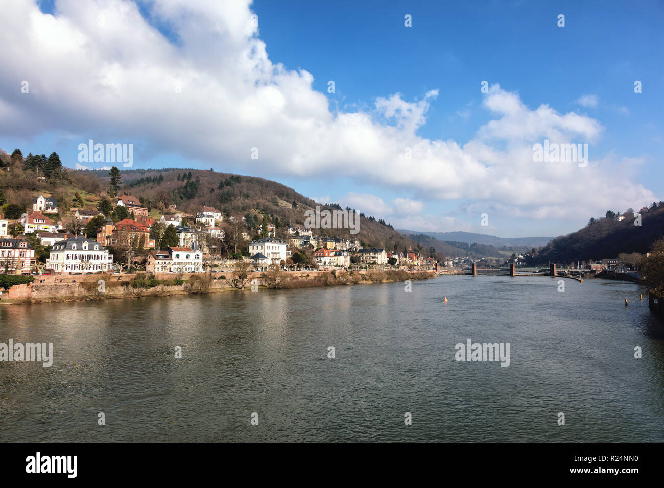 Vista del Neckar, Regione Metropolitana Rhine-Neckar Heidelberg, Germania Foto Stock