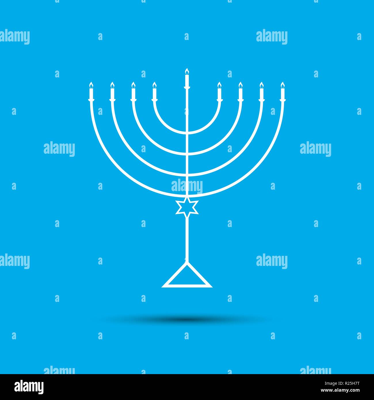 Hanukkah Menorah su fondo azzurro una Illustrazione Vettoriale