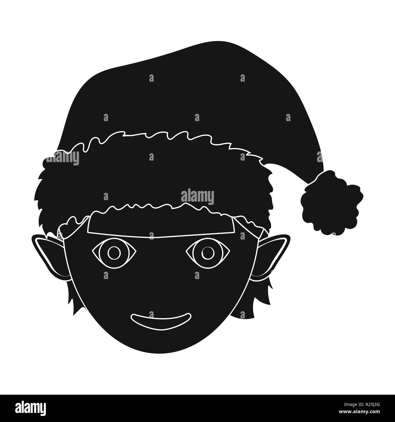 Accessorio,l'aspetto,l'attributo,Black,christian,natale,claus,design,dwarf,elf,entertainment,faccia,divertente,gnome,hat,holiday,Casa,icona,immagine,isolato,logo,merry,natale,noel,piacere,santa,segno,il simbolo,vettore,web, Vettori vettore , Illustrazione Vettoriale