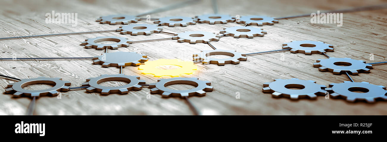 Gli ingranaggi di ingegneria concetto rendering 3D Foto Stock