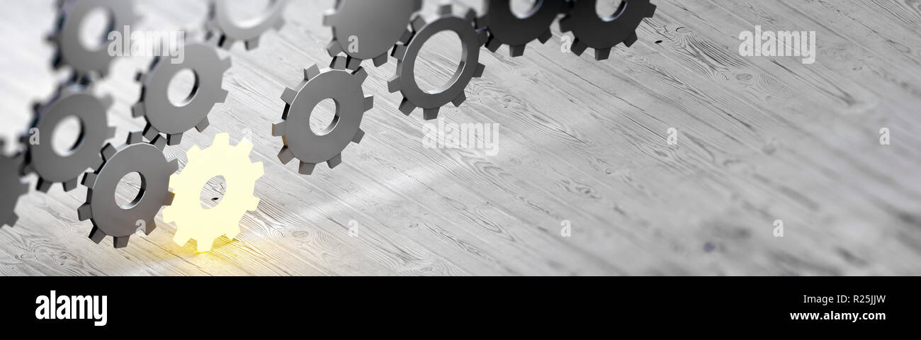 Gli ingranaggi di ingegneria concetto rendering 3D Foto Stock