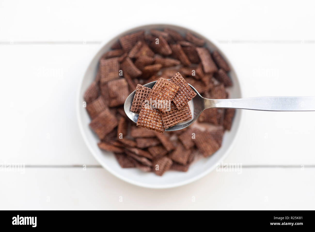Coco Shreddies. Aromatizzato al cioccolato cereali per la prima colazione Foto Stock
