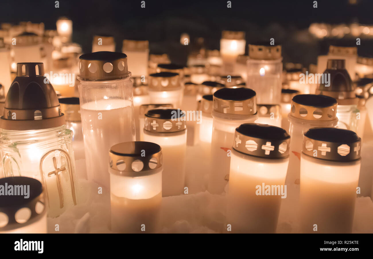 Foto del memorial candele. Foto Stock
