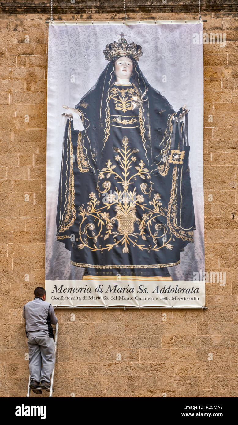 Vergine Maria immagine alla Cattedrale di Gallipoli, Puglia, Italia Foto Stock