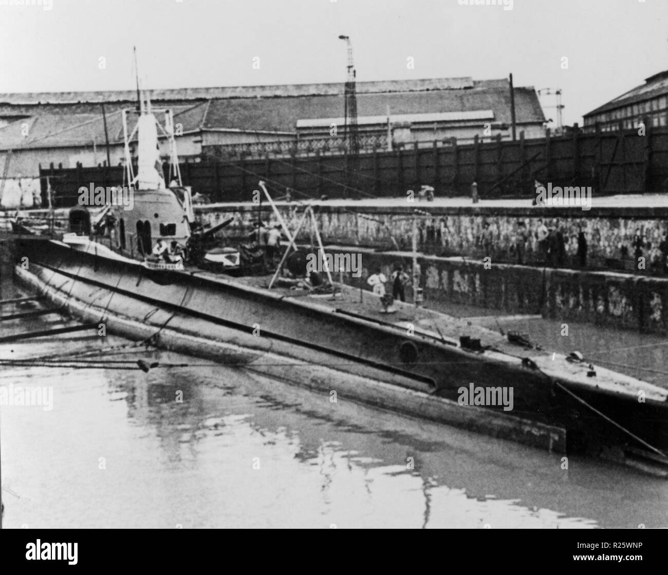 Durante la Seconda Guerra Mondiale sommergibile italiano a Bordeaux - base di betasom a Bordeaux , Francia Foto Stock