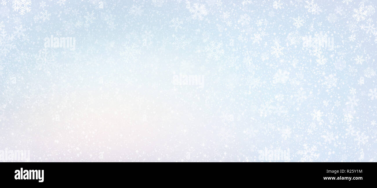 I fiocchi di neve e neve in un freddo blu Sfondo Inverno Foto Stock