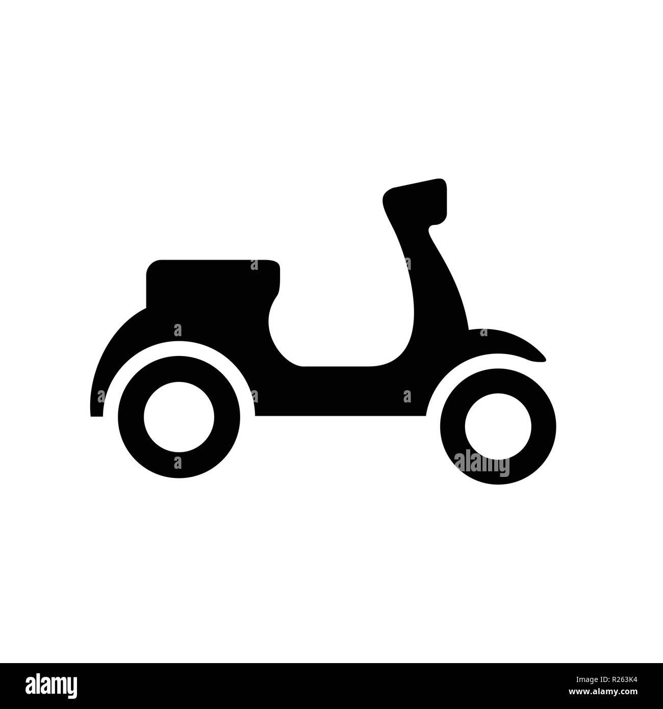 Bianco e Nero scooter silhouette, isolati su sfondo bianco. Illustrazione Vettoriale. Illustrazione Vettoriale