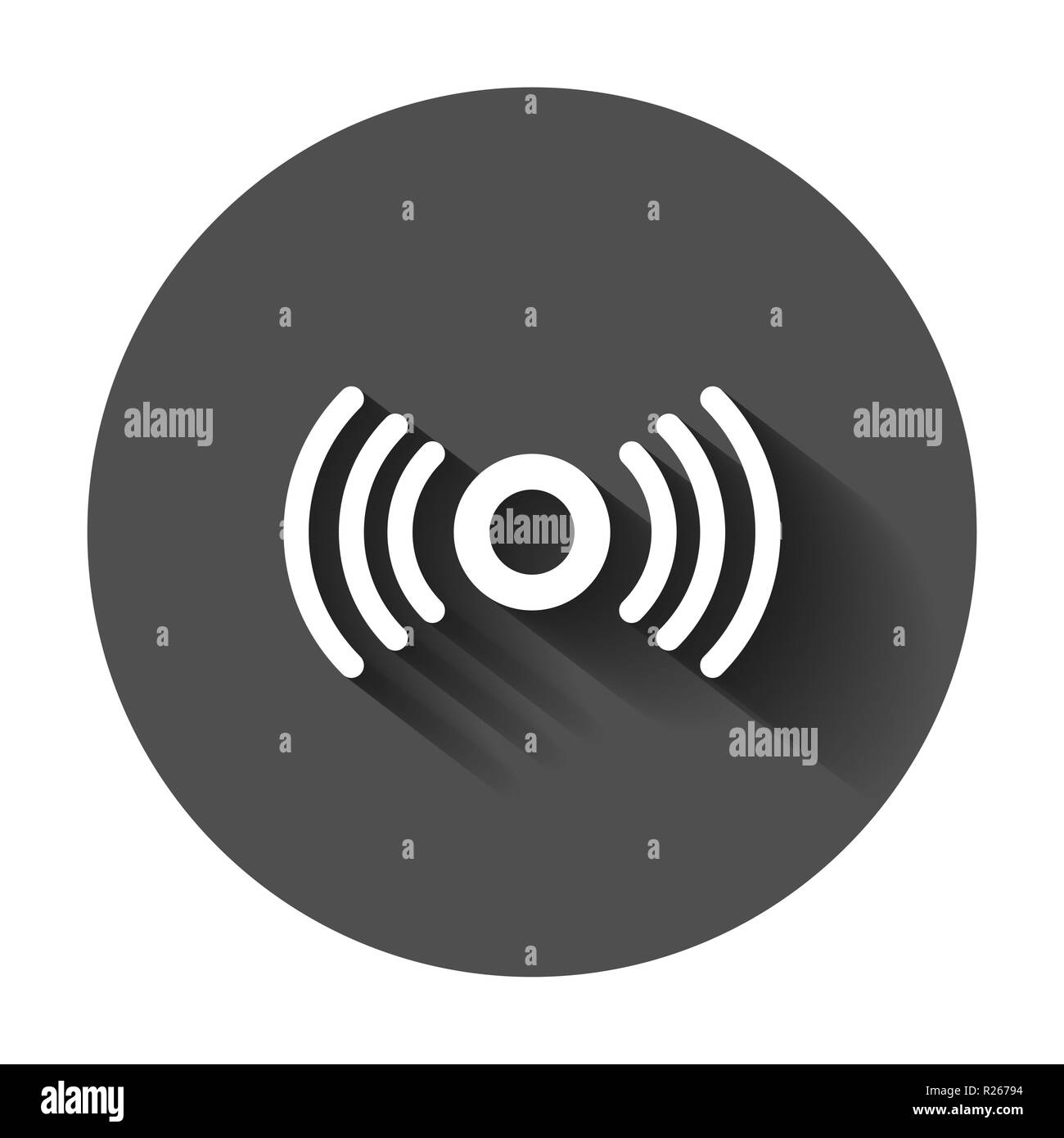 Sensore di movimento icona in stile appartamento. Onde sensore illustrazione vettoriale con lunga ombra. Collegamento di sicurezza il concetto di business. Illustrazione Vettoriale