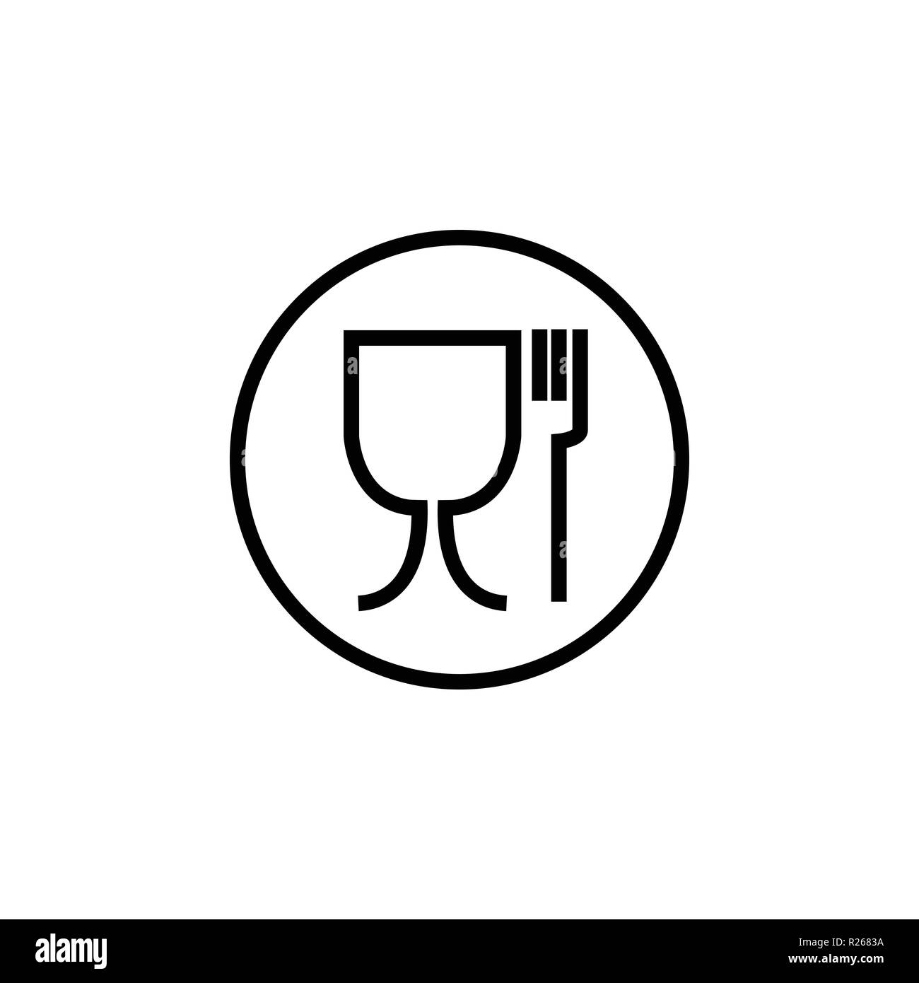 Sicurezza alimentare simbolo. Non adatto per il cibo e la relativa icona. No food grade simbolo. Vettore Illustrazione Vettoriale