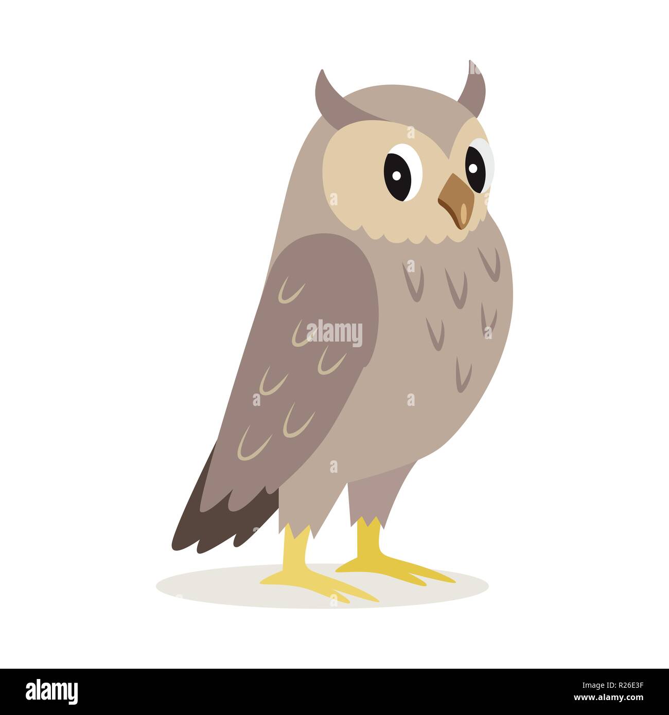 Icona del gufo carino con grandi occhi, animali della foresta Illustrazione Vettoriale