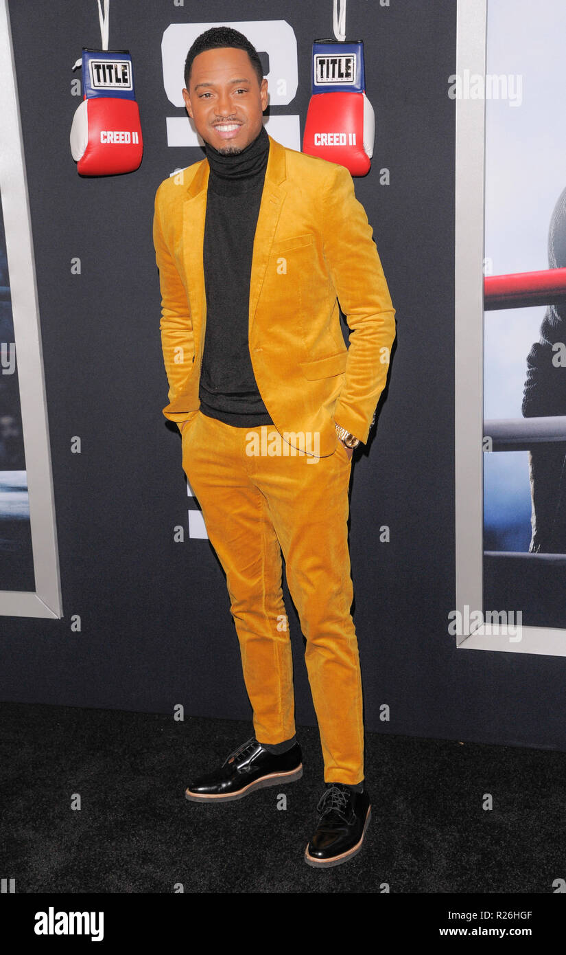 New York, NY - Novembre 14, 2018: Terrence Jenkins assiste i Creed II New York Premiere a AMC Loews Lincoln Square Foto Stock