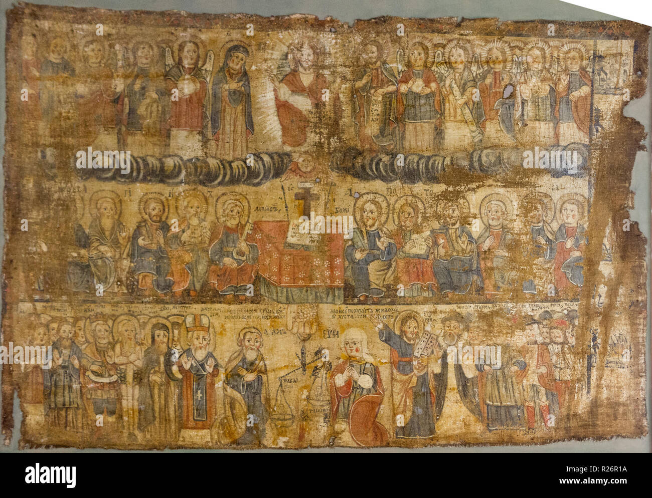 Il Giudizio finale su una tela da una chiesa. Attualmente in un museo. Foto Stock