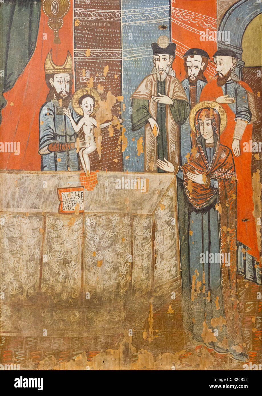Un'icona della circoncisione del Signore. Intorno al 1608. Da una chiesa in legno di San Michele Arcangelo in Sarissky Stiavnik, Slovacchia. Foto Stock