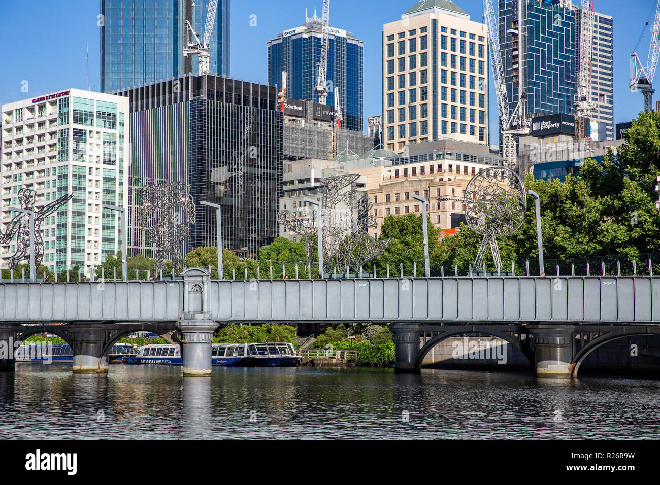 Fiume Yarra di Melbourne nel centro della città,Victoria, Australia Foto Stock