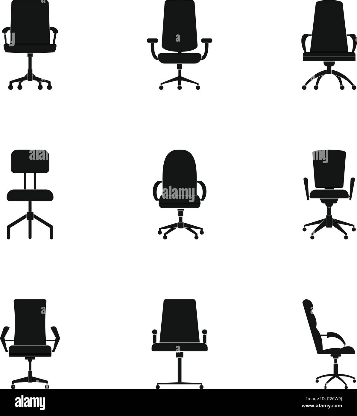 Sede di set di icone. Semplice set di 9 sedile icone vettoriali per il web isolati su sfondo bianco Illustrazione Vettoriale