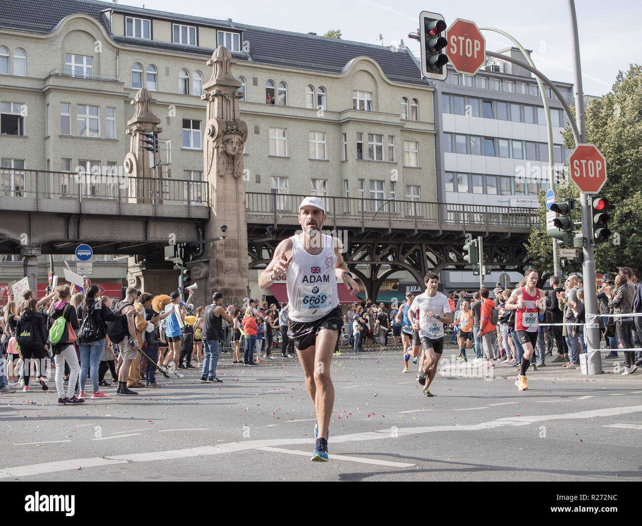 Berlino, Germania - 25 settembre 2016: atleti alla Maratona di Berlino 2016 Foto Stock