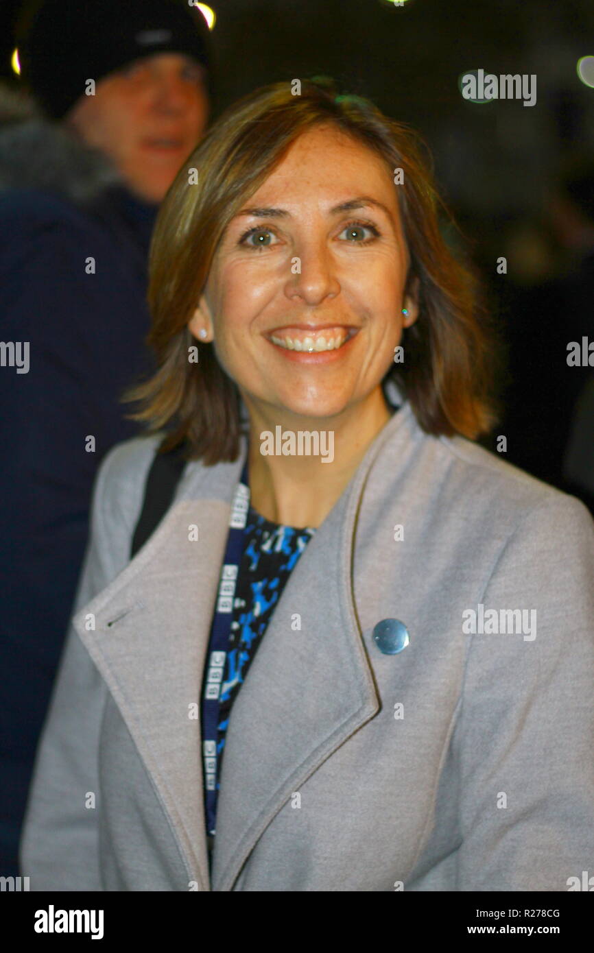 Vicky Young giornalista politico della BBC fotografato a Westminster il 15 novembre 2018. Capo corrispondente. Pagina del portfolio Russell Moore. Foto Stock