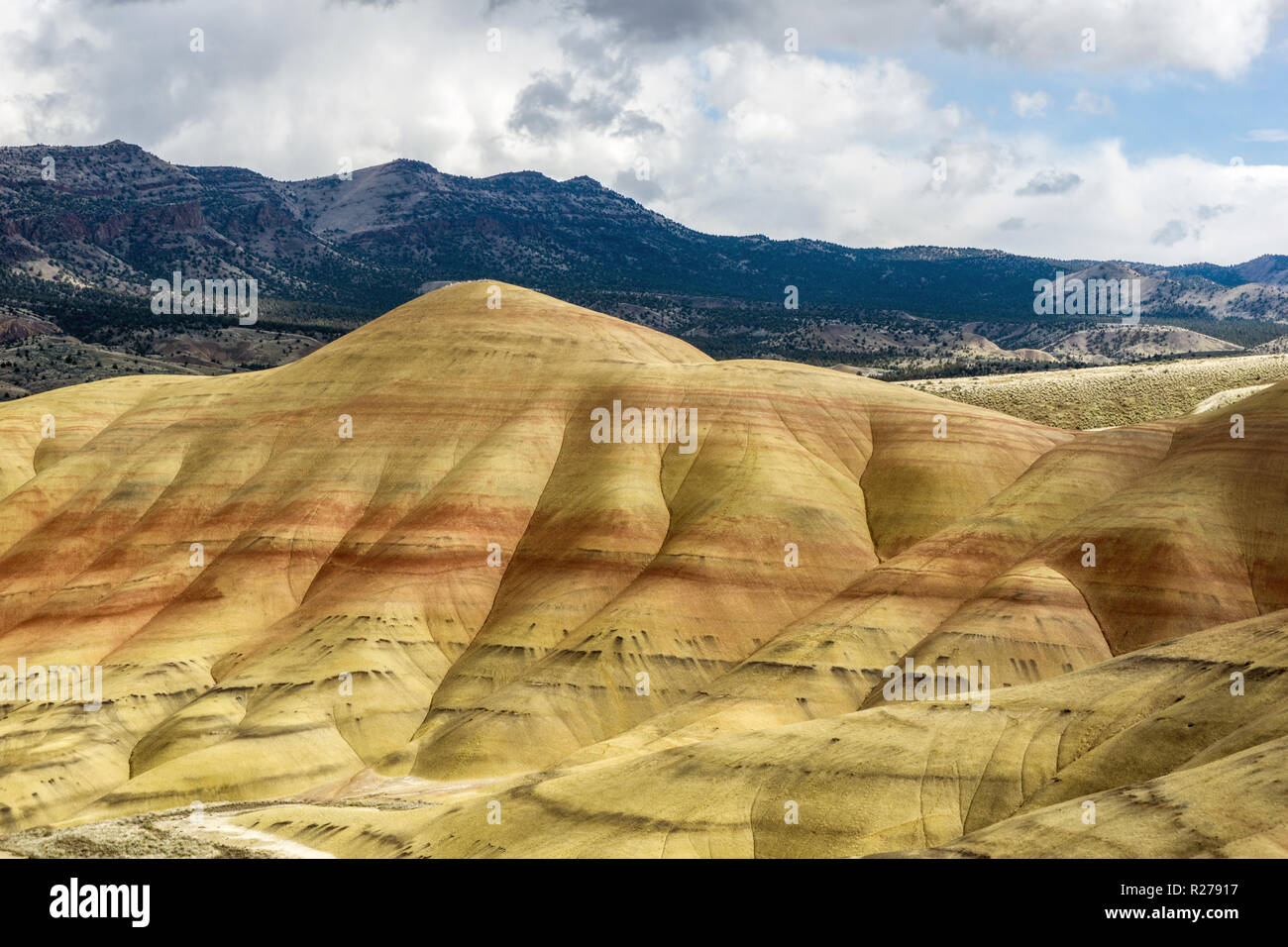 Colline dipinte - Mitchell Oregon. Monumento Nazionale, strati colorati mostrano le ere geologiche. Parte delle sette meraviglie di Oregon Foto Stock