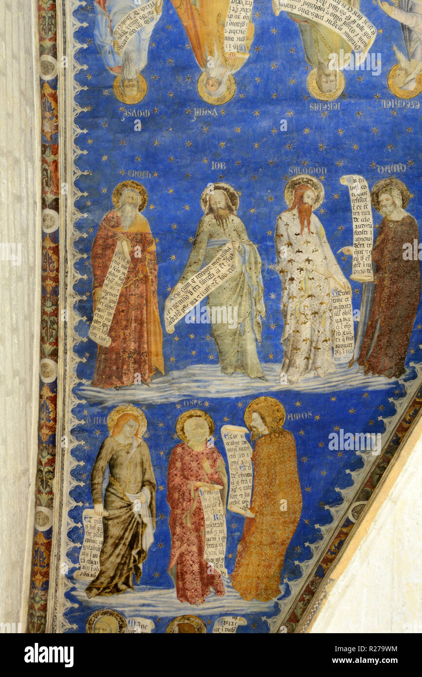 Il patriarca Enoch, Lavoro, Salomone & Amos da profeti affresco murale o dipinti a muro (1353) da Matteo Giovannetti Salle de Giustizia Palazzo dei Papi di Avignone Foto Stock
