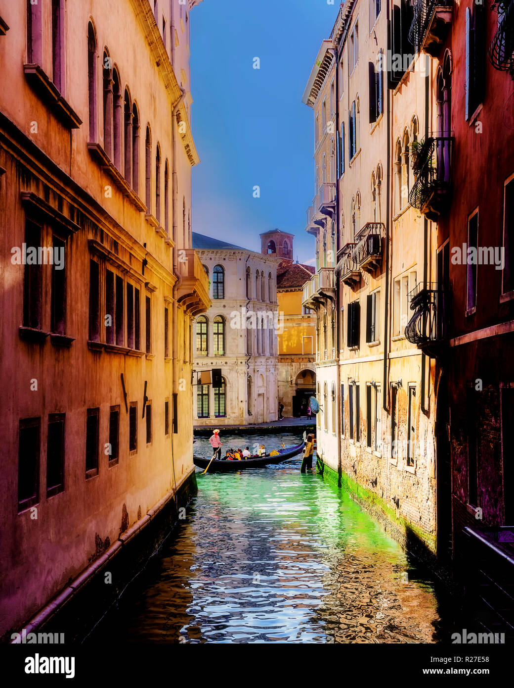 Il giro in Gondola a Venezia Foto Stock
