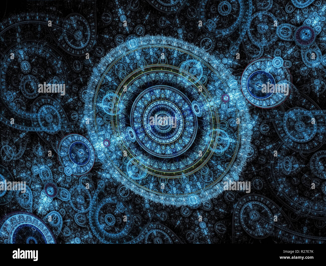 Orologio frattale - disegno moderno. Geometria Sacra abstract background. Computer-immagine generata foe web design, schede copre. Foto Stock