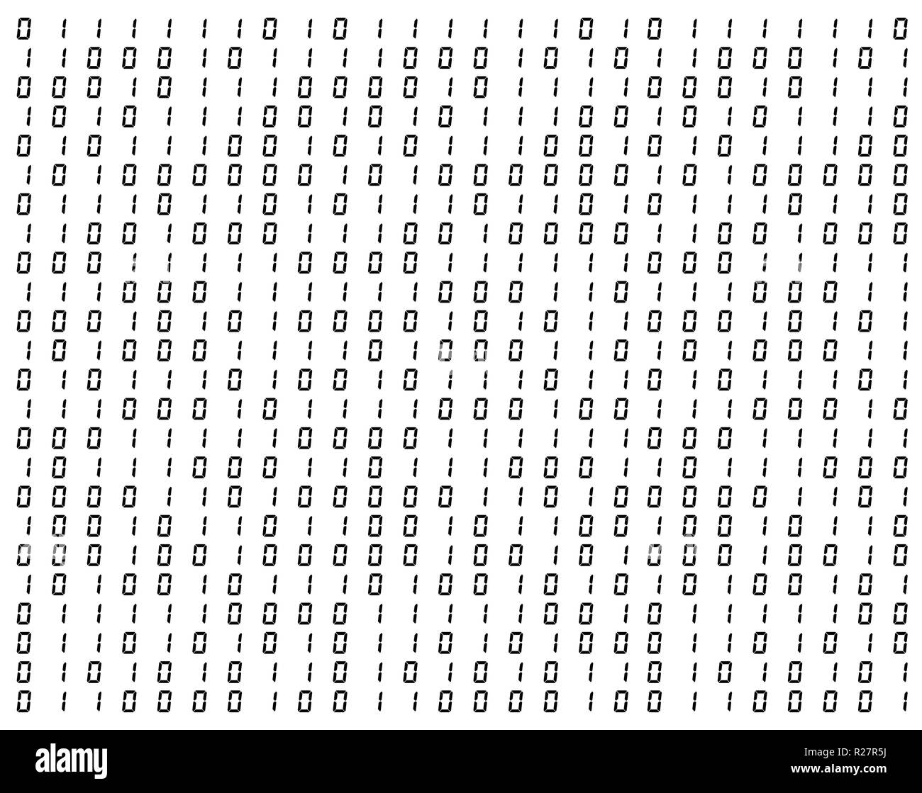 0 1 codice isolato su sfondo bianco texture astratta design pattern Illustrazione Vettoriale