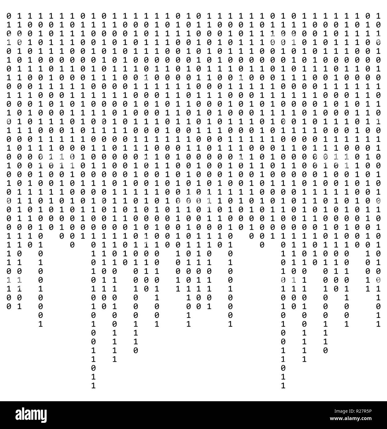 0 1 codice isolato su sfondo bianco texture astratta design pattern Illustrazione Vettoriale