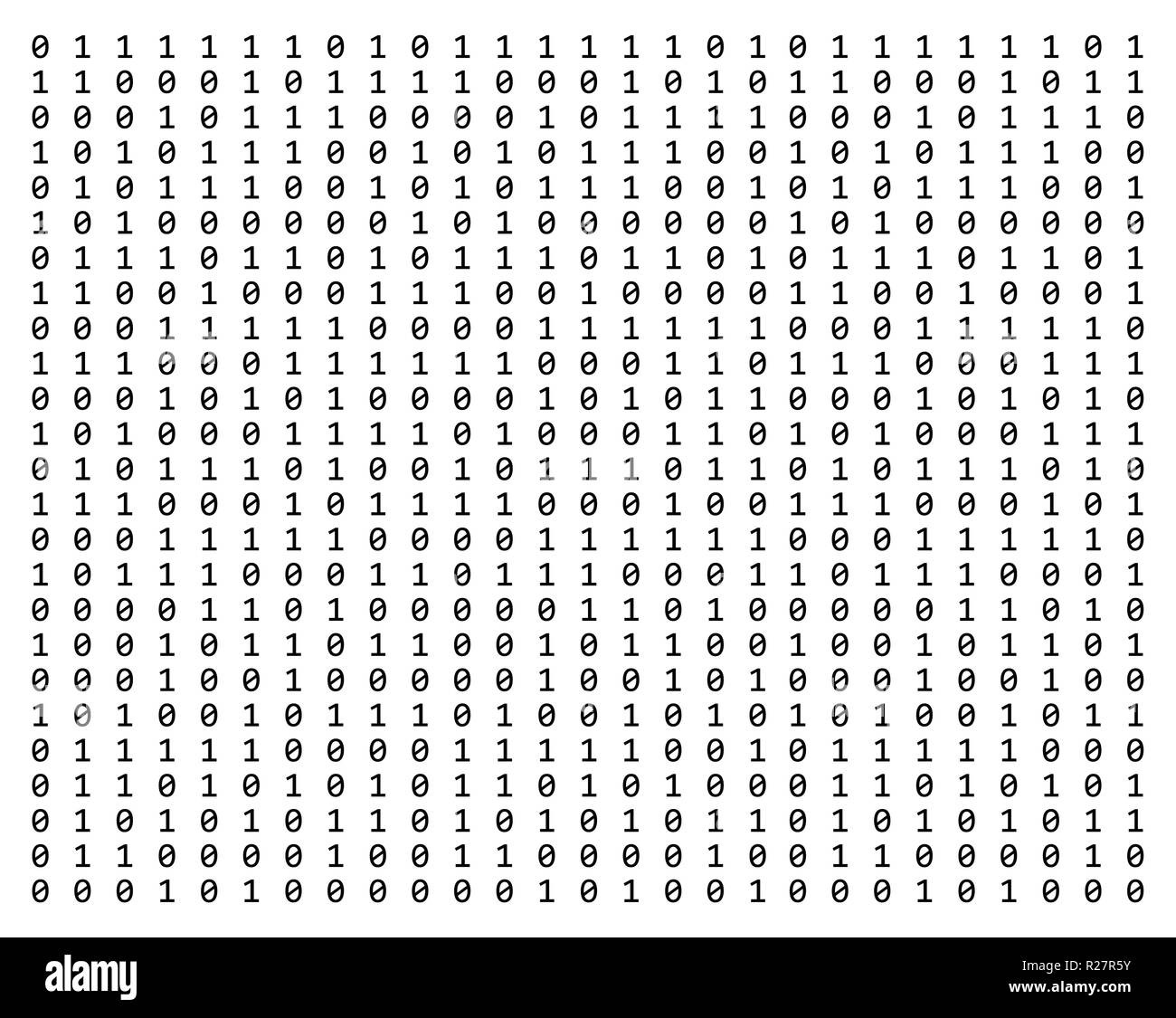 0 1 codice isolato su sfondo bianco texture astratta design pattern Illustrazione Vettoriale