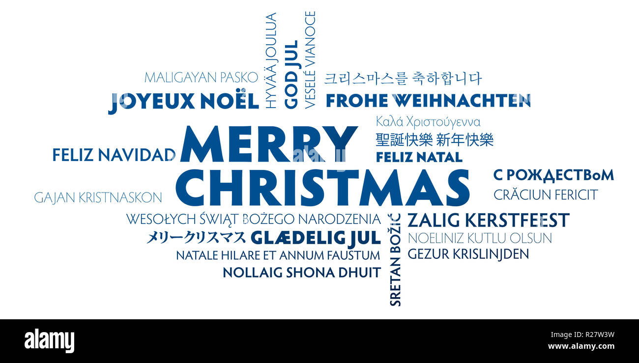 Buon Natale In Lingue Diverse.Auguri Di Buon Natale Parola Cloud In Diverse Lingue Blu E Bianco Della Scheda Messaggi Di Saluto Foto Stock Alamy