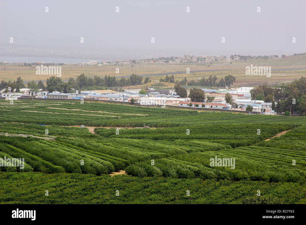 4 maggio 2018 l'ONU base militare Camp Faouar in Siria vicino al confine israeliano come si vede dal nord del Golan nel nord est di Israele Foto Stock 4 maggio 2018 l'ONU base militare Camp Faouar in Siria vicino al confine israeliano come si vede dal nord del Golan nel nord est di Israele Foto Stock