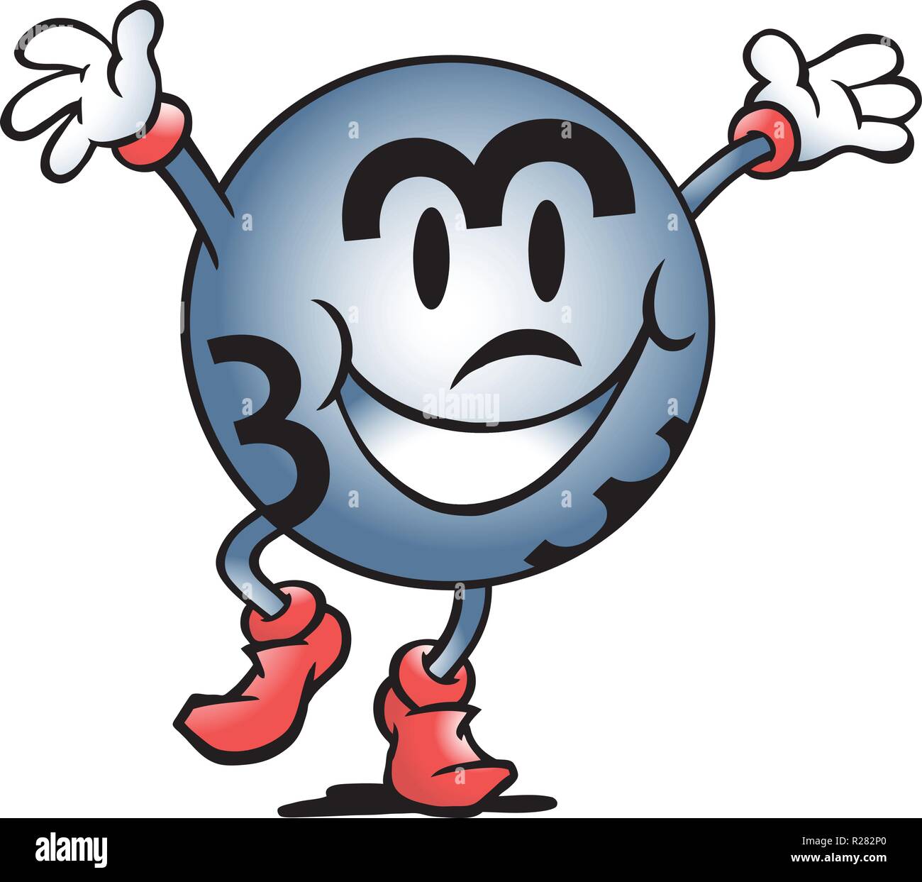 Vector Cartoon illustrazione di un felice Bingo vincitore a sfera Illustrazione Vettoriale