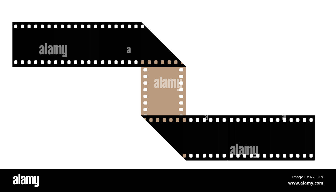 35mm di pellicola è visto in una forma interessante per essere usato per illustrare il concetto di motion pictures, cinema, film. Si tratta di un'illustrazione. Foto Stock