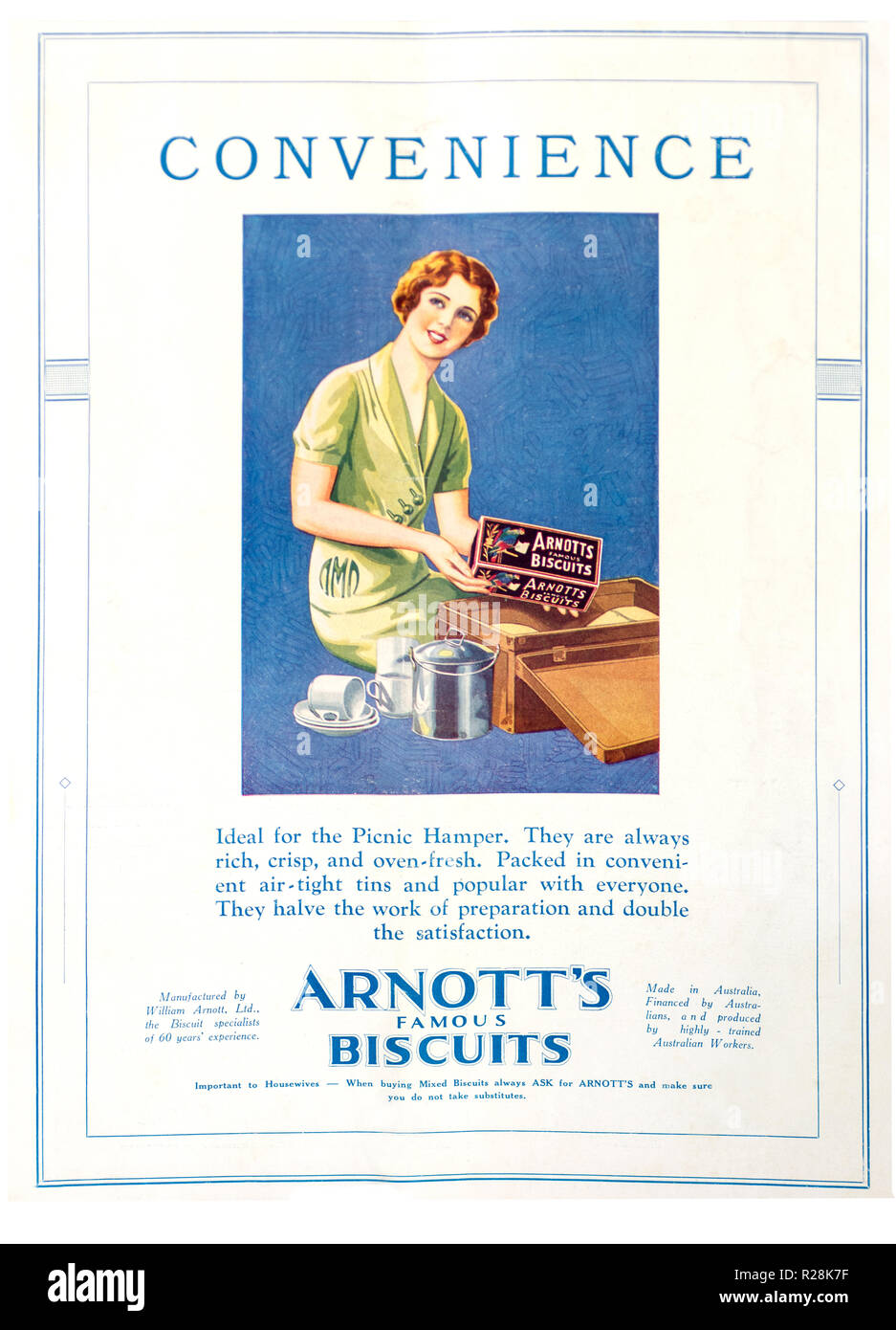 La famosa pubblicità a colori dei biscotti di Arnott nel giornale della posta di Sydney. 19032 Foto Stock