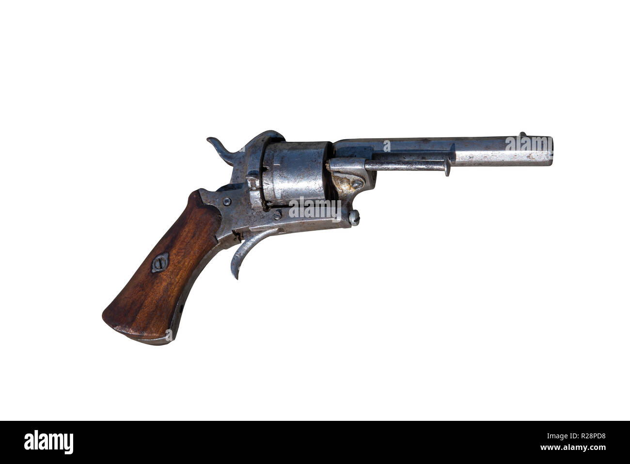 Antica arma. Pistola revolver. Foto Stock