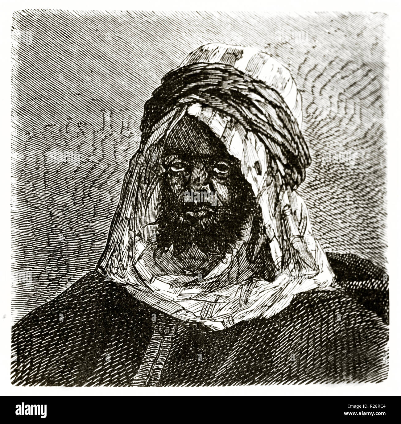 Vecchia illustrazione di un uomo (Si-Seliman) indossa una Keffiyeh. Da Lajolais, publ. in Le Tour du Monde, Parigi, 1863 Foto Stock
