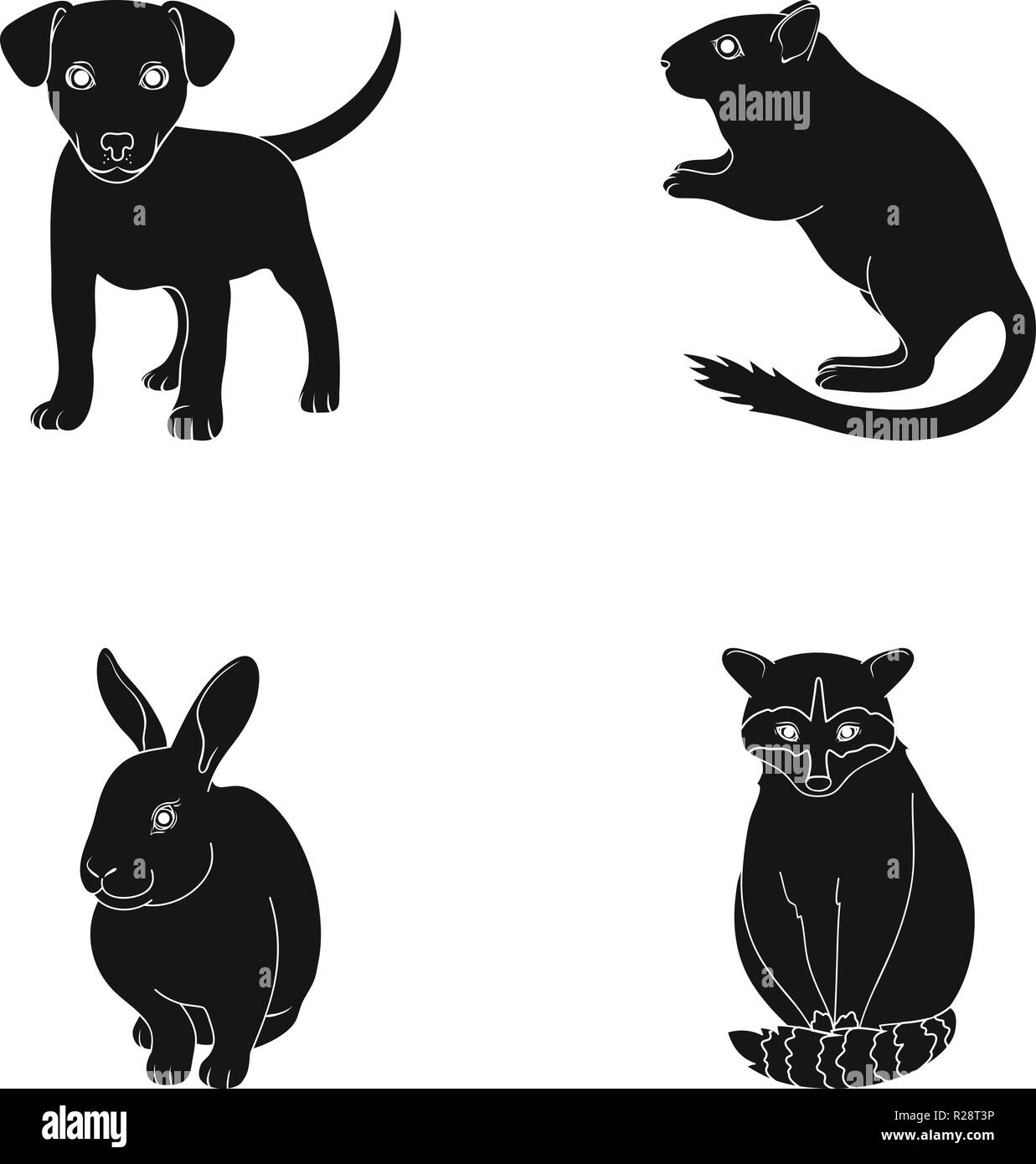 Animale,specie animale,animali,Black,raccolta,cane domestico,,pellicce,gerbillo,icona,immagine,isolato,logo,cucciolo,coniglio,raccoon,roditore,impostare,segno,il simbolo,vettore,web,wild, Vettori vettore , Illustrazione Vettoriale