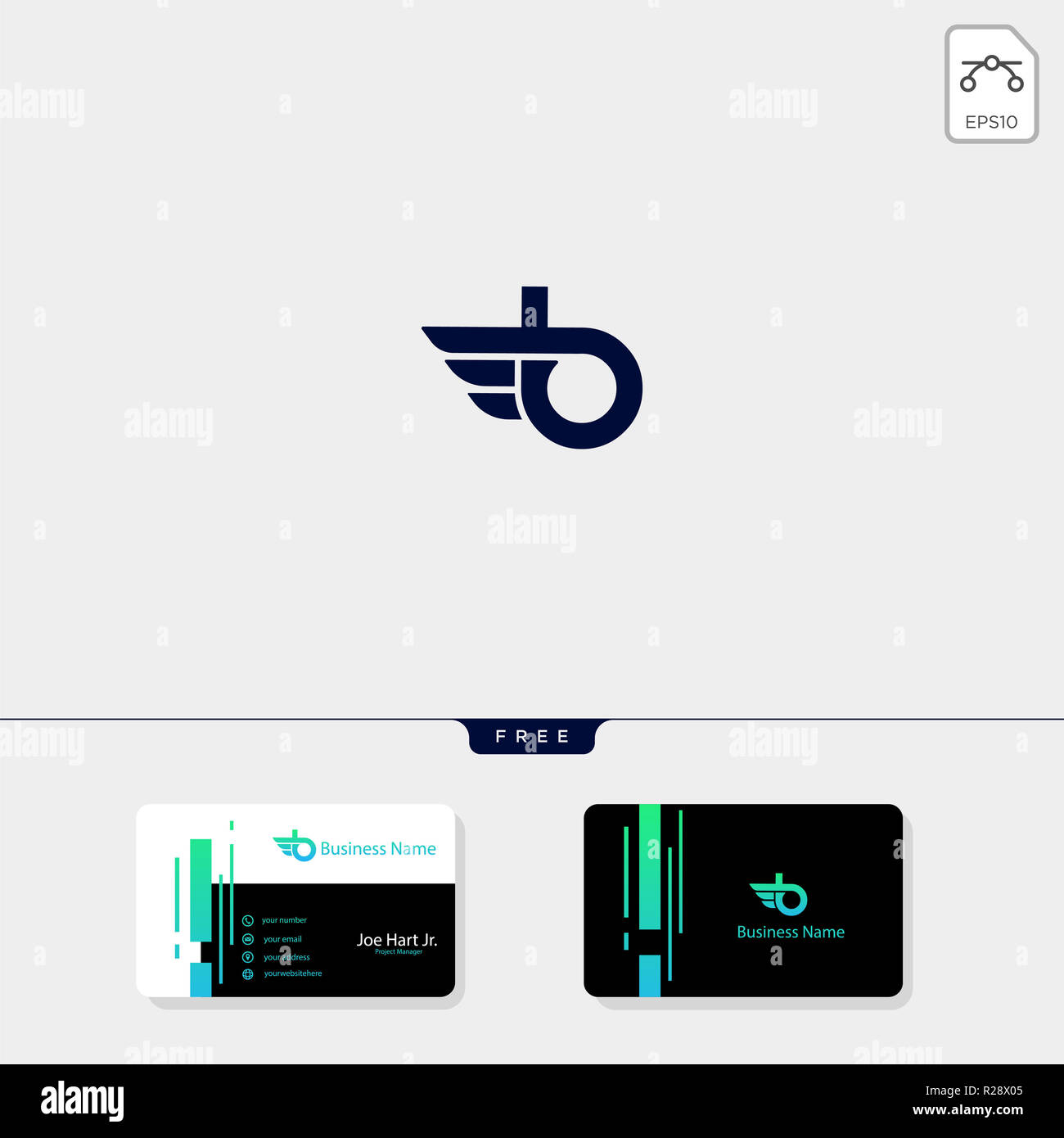 Iniziale minimo B ali logo creativo template illustrazione vettoriale, get free business card modello di progetto Foto Stock