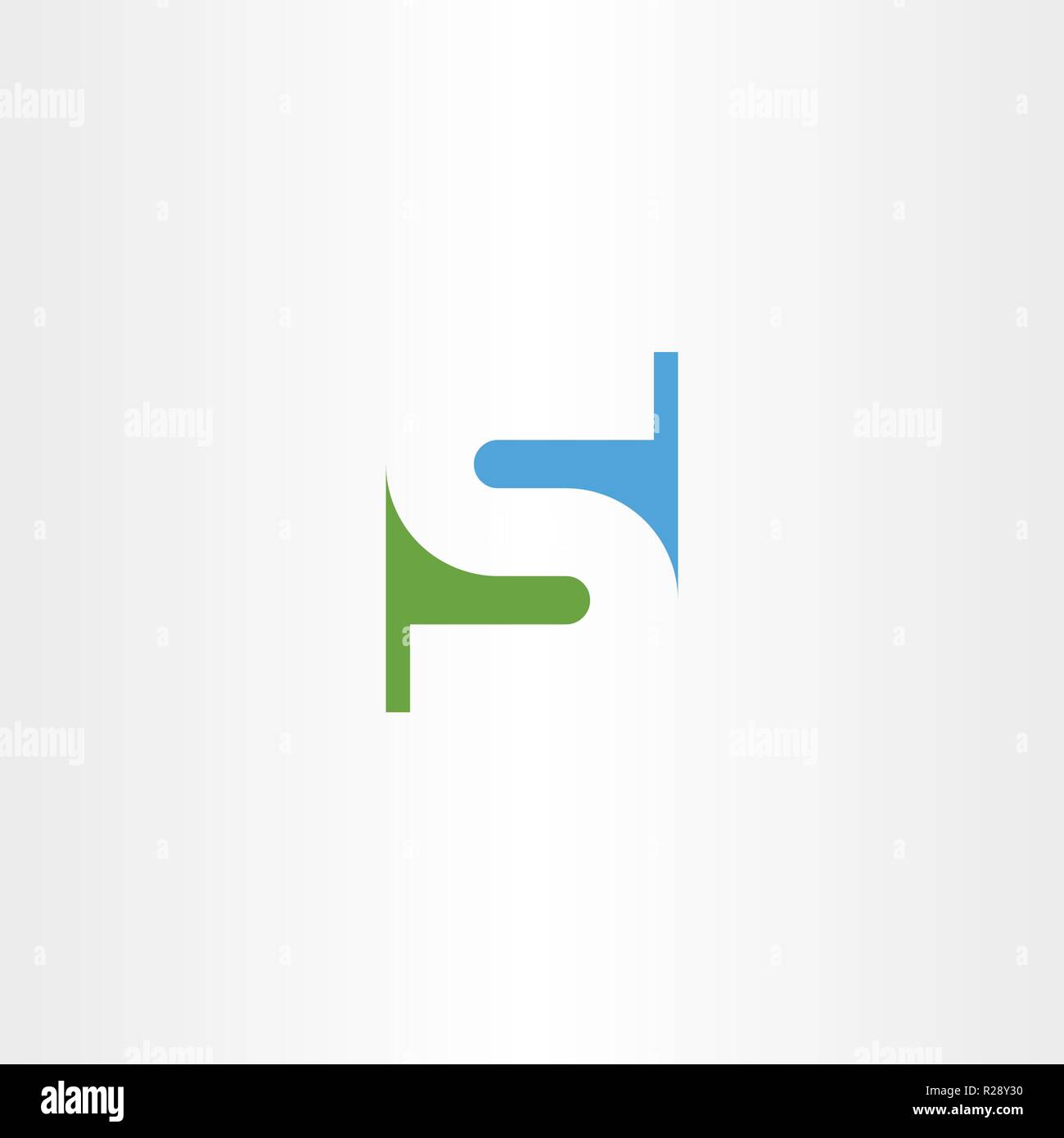 Lettera s logotipo Icon green simbolo blu Illustrazione Vettoriale