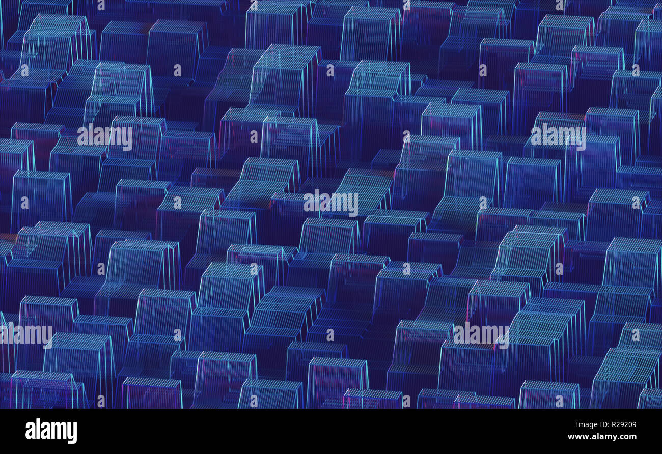 3D'illustrazione. Abstract immagine di sfondo, collegamenti in linee geometriche e forme squadrate. Foto Stock