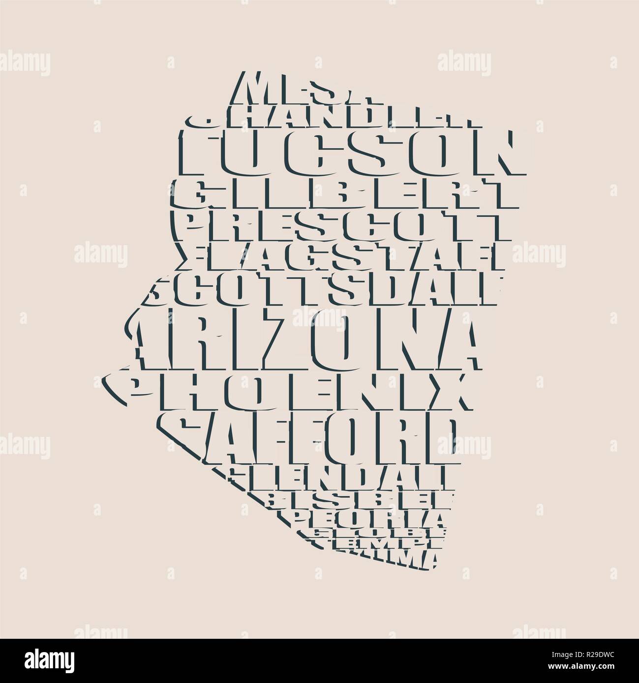 Word cloud mappa di stato dell Arizona Illustrazione Vettoriale