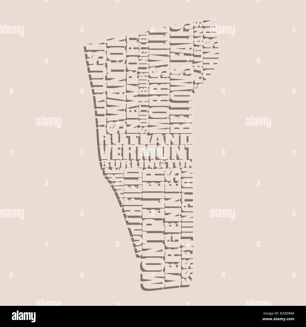 Word cloud mappa di stato del Vermont Illustrazione Vettoriale